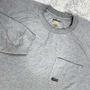 Ariat‎ Rebar Shirt Men's 2XL Gray Pocket Workwear Long Sleeve